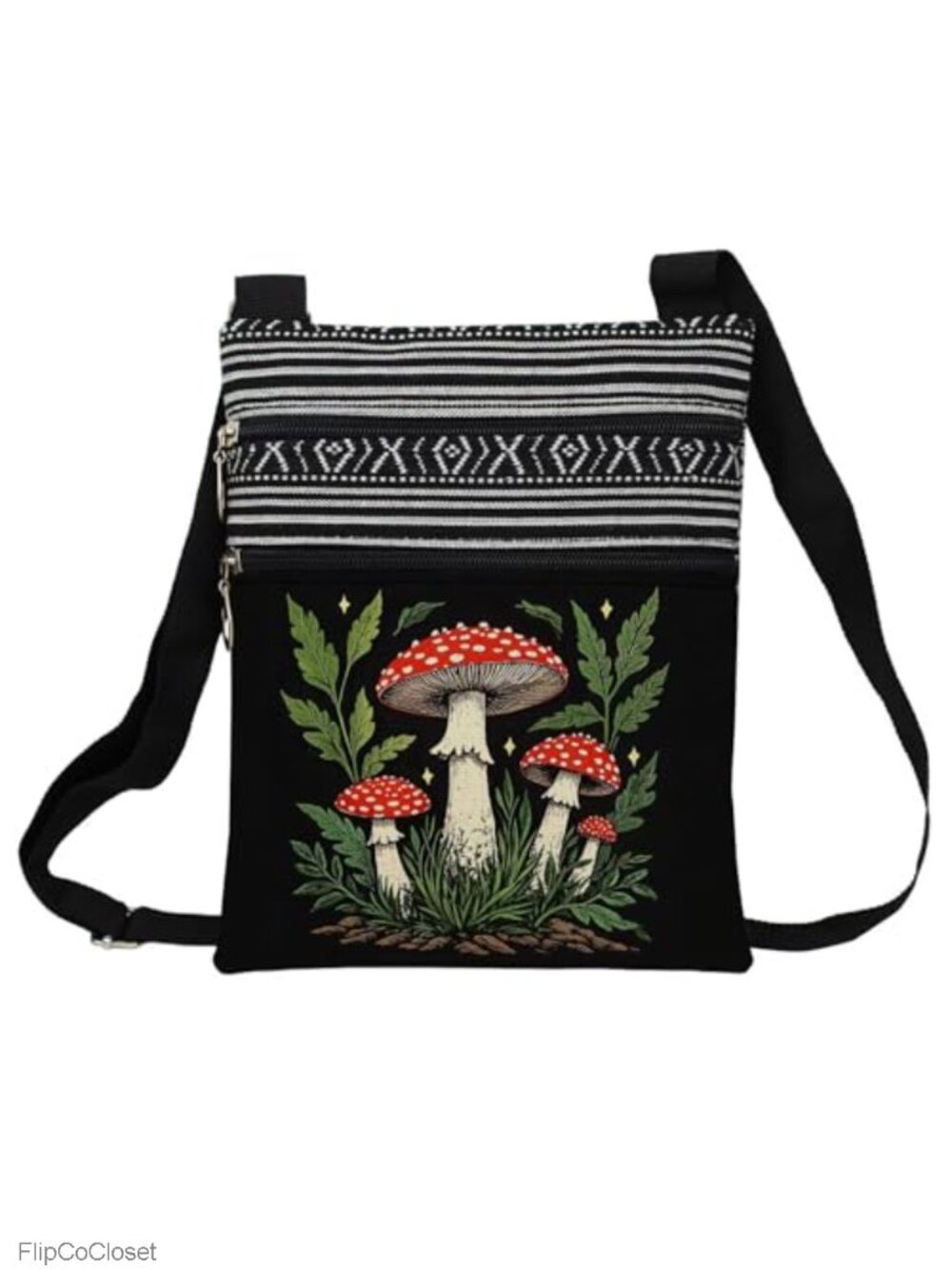 Polyester Crossbody Bag Adjustable Strap Zipper Pouch Travel Purse